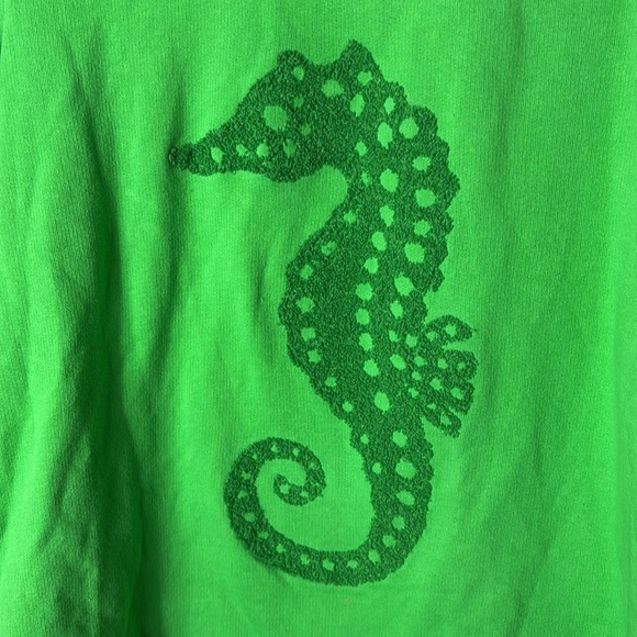 Maeve Seahorse Tufted Sweatshirt Green size Medium - Picture 9 of 15